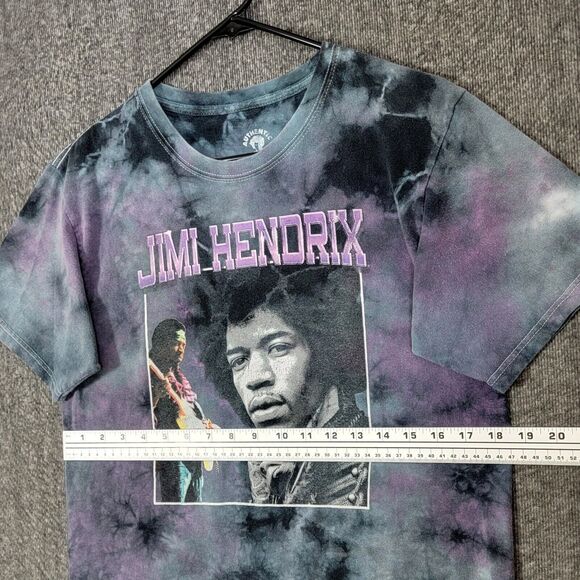 Jimi Hendrix T-Shirt Mens S Purple Tie Dye Playing Guitar Legend Rocker Graphics - Picture 5 of 9